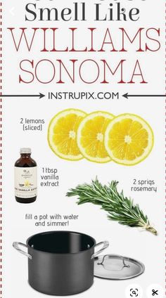 the ingredients for this recipe include lemons, rosemary, and cinnamon oil to make it smell - free