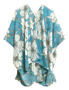 Teal Floral 28 Kimono Shawl - Chic Meadow Boutique Beautiful Kimono, Beautiful Kimonos, A Dress, Lightweight Fabric, Shawl, Floral, Fabric, Dresses