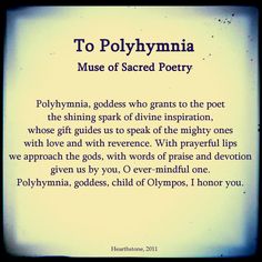 a poem written in black and white with the words to polyhynna on it