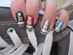 Sneaker Nails, Converse Nails, Do It Yourself Nails, Salon Designs, Star Nail Designs, Shoe Nails, Nail Photos, Star Nails, Creative Nails