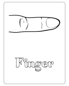 the word finger is written in black ink on a white background with an image of a carrot