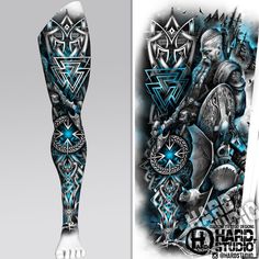 #leg #legtattoo #legink #viking #vikingtattoo #vikingink #nordic #nordicink #tattoodesign #hardstudio #warrior #warriortattoo #warriorink #valknut #valknuttattoo #valknutink #vegvisir #vegvisirtattoo #vegvisirink #bat #battattoo #runetattoo #shield #forest #foresttattoo Viking Tattoos For Men, Viking Warrior Tattoos, Warrior Tattoo Sleeve, Scandinavian Tattoo, Half Sleeve Tattoos Drawings, Lion Tattoo Sleeves, Full Leg Tattoos, Rune Tattoo