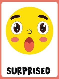 a yellow emoticon with the words surprised on it