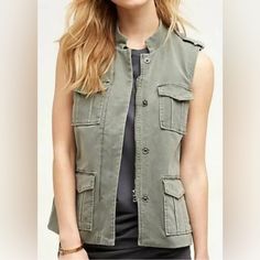 New With Tags!! Marrakech Utility Vest Approximate Measurements: Ptp: 18.5” Length: 23” Material: 93% Cotton, 7% Spandex Retail Price $138! Utility Vest, Anthropologie Jacket, Marrakech, Anthropologie, Jackets & Coats, Jackets For Women, Spandex, Tags, Green