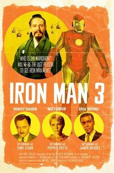 the poster for iron man 3, starring actors from various films and tv shows in color