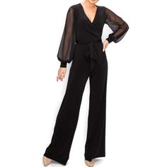 Check out this item in my Etsy shop https://www.etsy.com/listing/892952053/black-or-white-sheer-long-bell-sleeve-v Long Sleeve Jumpsuit Classy, Long Sleeve Black Jumpsuit, Jumpsuit With Cape, Petite Business Casual, Sequin Jumpsuit, Jumpsuit Dressy, Lace Jumpsuit