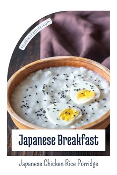 japanese breakfast with rice and eggs in a bowl