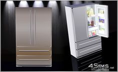 two refrigerators side by side with the doors open