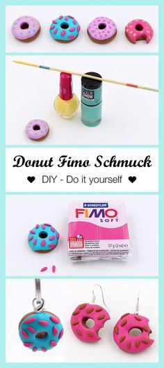 the instructions for how to make donut fimo schnucks with polymer