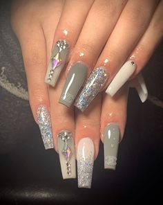 40+ Grey Nails Design Ideas The Glossychic Grey nail designs, Gray Dark Grey Nails, Light Gray Nails, Nails Gray, Shorties Nails, Grey Matte Nails, Nails Grey, Gray Nail, Grey Acrylic Nails, Grey Nail