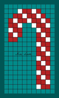 a cross stitch pattern with the letter j in red and white