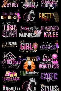 I will do feminine lip gloss,hair,nails,eyelashes,fashion,boutique, beauty logo design Makeup Business Names, Nail Logos Ideas, Makeup Logo Design, Beauty Room Salon, Lashes Tutorial, Lip Logo, Skincare Logo