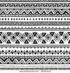 an abstract black and white pattern with geometric shapes on the side, in different sizes