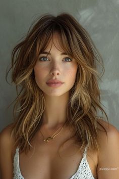 Top Trends in Medium-Length Hairstyles for 2024 - Puqqu Messy Hair With Curtain Bangs, Long Hairstyles Long Bangs, Wispy Medium Length Hair, Medium Length For Fine Hair Over 40, Medium Hair Cuts Curtain Bangs, Short To Medium Hair With Bangs, 2024 Summer Haircut, Layered Lob With Wispy Bangs, Hair Cuts For Fine Hair Medium Long