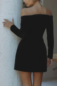 Club Dresses Black, Mini Dresses For Women, Club Dresses, Xl Dress, Skirt Length, Black Velvet, Women Long Sleeve, Off Shoulder, Short Dresses