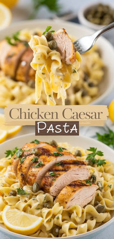 Chicken Caesar Pasta: a delicious twist on the classic Caesar salad! Tender chicken, creamy Caesar dressing, and pasta all combined for a flavorful, easy-to-make meal. Cesar Chicken, Creamy Caesar Dressing, Chicken Caesar Pasta, Caesar Pasta, Grilled Chicken Tenders, Classic Caesar Salad, Chicken Caesar, Caesar Dressing, Tender Chicken