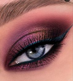 Eye Makeup Tips For Beginners, Sultry Purple Eye Makeup, Blue And Purple Smokey Eye, Blue Purple Gold Eye Makeup, Purple Sunset Eye Makeup, Retro Palette, Smokey Eye With Purple Accent, Bright Makeup, Eye Makeup Ideas