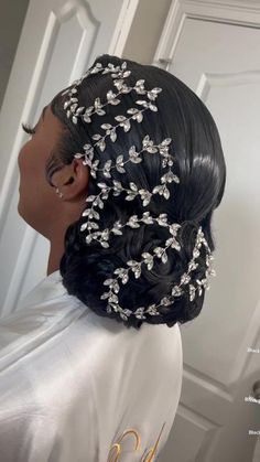 Thomasadrianna on TikTok Bridal Hair Black Women Up Dos, Wedding Hair Black Women Updo, Wedding Hair Updo Black Women, Wedding Hairstyles Black Women Updo, Updo Wedding Hairstyles For Black Women, Bride Hairstyles For Black Women, Wedding Hair Styles Black Women, Wedding Updo Black Women, Black Woman Wedding Hairstyles