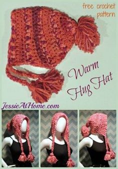 the crocheted hat is made with yarn