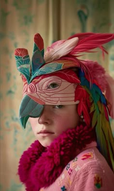 Thread, Fashion and Costume: Hanna Inaiáh Bird Masks, Masks Art, Kids Costumes, Costume Design, Headdress, Halloween Diy, Textile Art