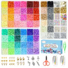 PRICES MAY VARY. PERFECT BRACELET MAKING KIT - all you need included, 3 boxes 9600pcs clay beads and 500pcs charms kit (include letter beads, colorful heart beads, colorful number beads, fruit beads, golden beads, spacer beads, charms, etc. more than 20 types of accessories) 2 rolls stretchy strings, 1 scissors, 1 tweezers. this complete, expansive jewelry making kit is filled with endless possibilities to be imaginative, to meet all your needs for bracelet & jewelry making PREMIUM QUALITY, SAFE Clay Bead Kit, Preppy Beads, Clay Bead Set, Beads Fruit, Clay Beads Bracelet, Fruit Beads, Make Clay Beads, Friendship Bracelet Kit, Dream Wishlist