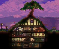 Hobbit Hole House, Casa Do Hobbit, Terraria Houses, Terraria Design, Games Minecraft