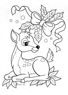 a deer sitting on top of a tree branch with leaves and berries in its mouth