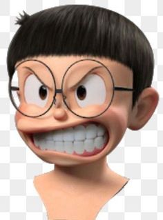 a cartoon character with glasses and a fake smile on his face, transparent background png