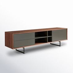 the sideboard is made from wood and metal