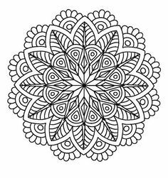 a black and white circular design on a white background, with an intricate pattern in the middle