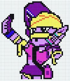 the pixel art is made with squares and pixels to make it look like he's holding