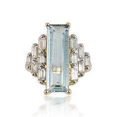 Size 7: Delivery in 3-5 business days Need it faster? Text us at (619) 247.5731 or Call us at (619) 365.4736 Rectangle Aquamarine & Diamond Ring 14K Yellow Gold Total Weight: 11.52 g Diamond Weight: 1.30 Ct Aquamarine: 17.05 Ct Rectangle Ring, Jewelry 2023, Queen Style, Mini Gold, Aquamarine Jewelry, Deco Ring, Jewel Box, Fancy Jewelry, 14k White Gold Ring