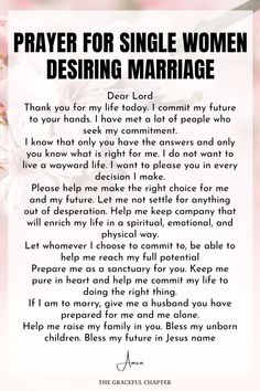 prayer for single women describing marriage