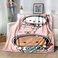 a blanket with an image of a cartoon character on it