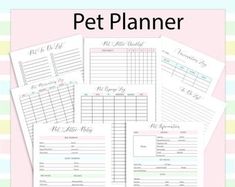 the printable pet planner is shown here