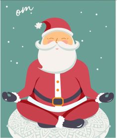 a santa clause sitting in the middle of a meditation pose with his eyes closed and hands crossed