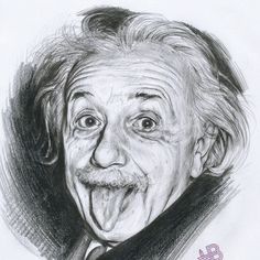 a pencil drawing of an old man with his mouth wide open and tongue hanging out