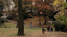 people walking in the park on a fall day