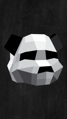 an abstract panda bear head on a black background