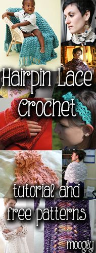 the book has pictures of different crochet patterns on it, including headbands and scarves