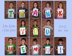 several children holding up signs with the words thank you