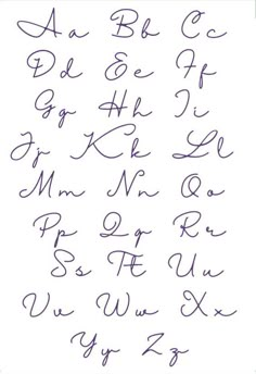 handwritten cursive writing with the letters and numbers in blue ink on white paper