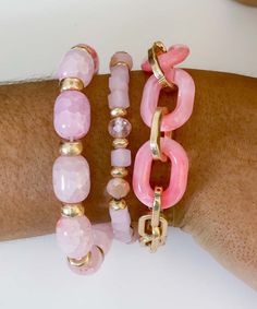 Show off your belief in yourself and your style with this "I Believe In You" 3 Row Crack Stone And Chain Bracelet! This stunning bracelet features a combination of pink and gold tones, creating a beautiful and eye-catching accessory that will elevate your fashion game. Belief In Yourself, Stackable Bracelets, Gold Accessories, Believe In You, Chain Bracelet, Everyday Outfits, Fashion Games, Pink And Gold, The Row