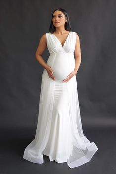 Victoria Gown White Dress For Baby Shower Party, Dresses For Pregnant Women Elegant, Wedding Gown For Pregnant Brides, Wedding Dresses Pregnant Brides, Pregnant Bride Dress, Wedding Dress For Pregnant Bride, White Maternity Gown, Maternity Wedding Gown, Maternity Bridal Gowns