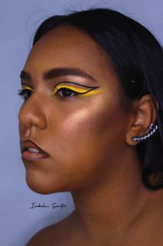 Yellow Graphic Liner, Eyeliner Graphic, Dance Makeup, Graphic Makeup, Graphic Eyeliner