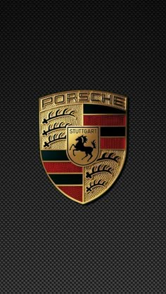 the porsche logo on a black background