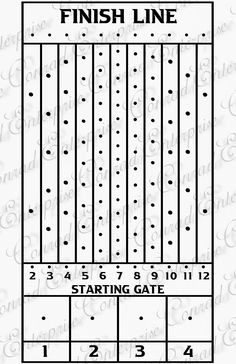 the finish line for this game is shown in black and white, with numbers on each side