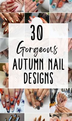 Acrylic Nails For Fall Autumn, Autumn Nail Art Ideas, Nail Design Ideas Fall, Autumn Nail Art Designs Fall Leaves, Autumn Holiday Nails, Unique Fall Nail Designs, Fall Gel X Nail Designs, Autumnal Nail Designs, Fall Themed Acrylic Nails