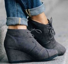 dark gray wedge ankle boot Fall Wedges, Fall Boots, Stitch Fix Inspiration, Fall Shoes, Boots Heels