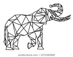 an elephant made out of triangles on a white background